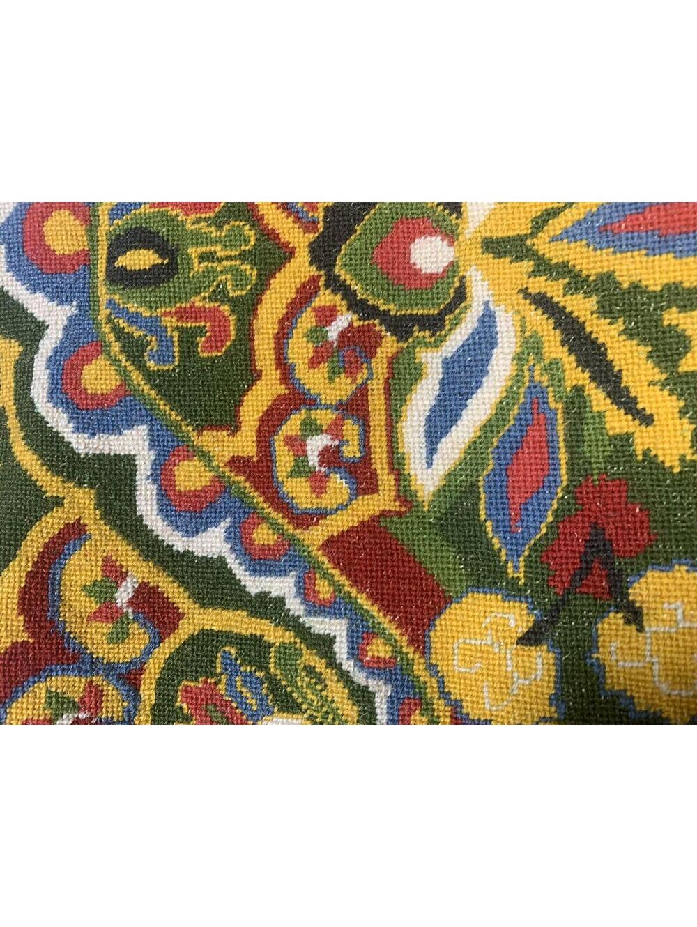 Vtg 60s Needlepoint Shirt Petit Point Hand Embroidered M L OOAK Textile Art Folk - Picture 9 of 15